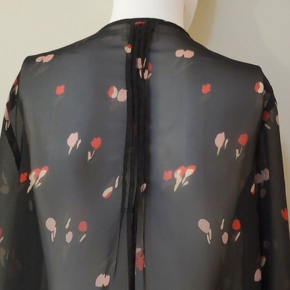 Pins and Needles sheer blouse, S, black and red, button down, great shape - Picture 7 of 8